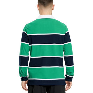 Camiseta de Rugby de Manga Larga para Hombre con Logotipo Personalizado al por Mayor, 100% Algodón con Rayas, Fabricación OEM - Product Image 3