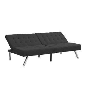 Divano Letto Futon Confortevole con Telaio in Legno Nero e Gambe in Acciaio Inossidabile - Product Image 6
