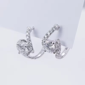 Boucles d'oreilles classiques en diamant naturel taille brillant rond en or blanc, couleur D, certifiées GIA, bijoux de mariage pour femme - Product Image 2