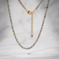 Collier en argent 925 plaqué or avec perles de labradorite, fait main, minimaliste, pour femme, cadeau de bijoux