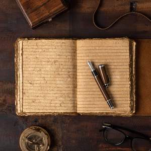 Eco Friendly Genuine Leather <b>Journal</b> Handmade Deckle Edge Paper Blank Vintage Spell Book <b>Writing</b> Diary Sketchbook Office School - Product Image 4