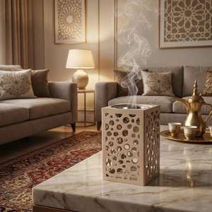 Quemador de Incienso Cuadrado Hueco de Metal, Porta Incienso Árabe con Fragancia de Oud, Decoración Moderna para el Hogar, Bodas, Venta al por Mayor, Exportación - Product Image 2