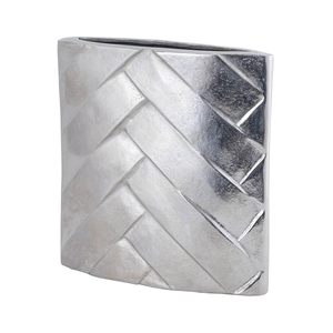 Ensemble de vases en métal au design raffiné et contemporain, motif plume, fait main, décoration de table, finition dorée, hauteur 34 cm et 28 cm - Product Image 4