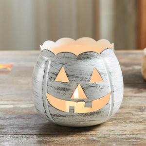 Halloween Lantern <b>Candle</b> Holder Antique Grey Fall Tabletop Seasonal Decor Votive <b>Candle</b> Holder Metal votives - Product Image 6