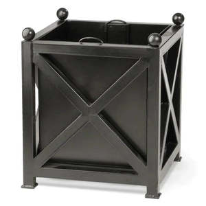 Jardinera de Hierro Forjado, Diseño Cuadrado Tradicional en Negro, Acabado Negro, para Uso en Exteriores, en Oferta - Product Image 4