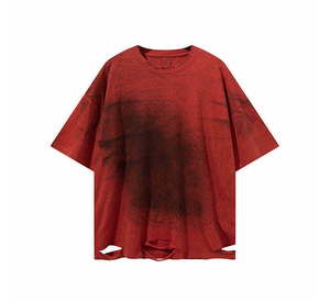 Custom <b>Tie</b> <b>Dye</b> Acid Wash Distressed T-<b>Shirt</b> Vintage Smudge Print Heavyweight Men Oversized Streetwear Tee Ripped Cotton Top - Product Image 3