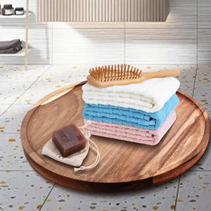 Plateaux rustiques en bois d'acacia de forme ronde parfaits pour les plateaux de fruits au fromage ou les collations servant à la cuisine ou à la table - Product Image 6