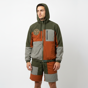 Ensemble de survêtement unisexe à capuche en polyester, décontracté, streetwear printemps, short avec fermeture éclair, poches latérales, extensible dans quatre directions, respirant - Product Image 2