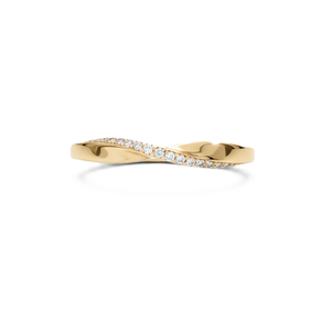 Anillo de Diamantes Redondos Creados en Laboratorio, Oro Sólido de 9K, 10K, 14K, 18K, Banda de Diamantes Minimalista Trenzada, Banda Infinita de Aniversario, Banda Pavé - Product Image 1