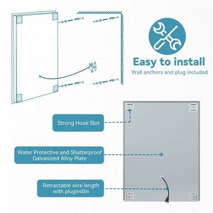 Specchietto da bagno LED da 48 \ "X 36 \" a parete con luce frontale luminosa da 5 minuti per sbrinare i colori a riflessione 3 HD - Product Image 6