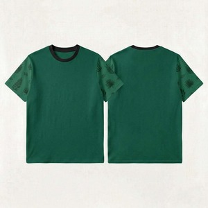T-shirt uni ajusté pour homme, manches courtes, respirant, couleur unie, coton, haut de base pour la mode masculine américaine et européenne - Product Image 1
