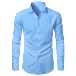 Camisa de Vestir Azul Marino para Hombre, Corte Entallado, Estilo Casual de Negocios, Formal, Venta al Por Mayor, Fabricación Personalizada OEM, Ropa de Fábrica - Product Image 4