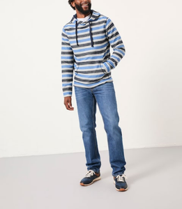 Direct Factory Sale 100% Cotton Fleece Men's Hoodies Pullover OEM Custom Logo Drop Shoulder 300 GSM Striped Printed Regular Fit - Product Image 3