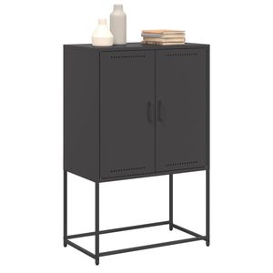 Aparador Rectangular Mediano de Acero Negro para Sala de Estar, Estilo Industrial - Product Image 4