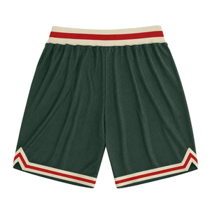 Shorts de basket-ball en mesh sublimé vert foncé et rouge pour hommes, en polyester, pour le sport, les matchs d'équipe et les compétitions. - Product Image 2