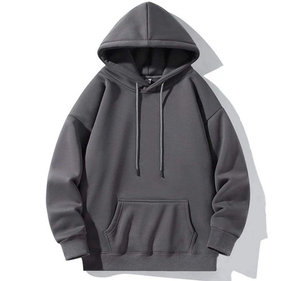 เสื้อฮู้ดผู้ชายสีดำทรงโอเวอร์ไซส์ แขนยาว สีพื้น ผ้าฝ้ายฟลีซ 100% กันน้ำ เป็นมิตรกับสิ่งแวดล้อม เหมาะสำหรับฤดูหนาว - Product Image 2