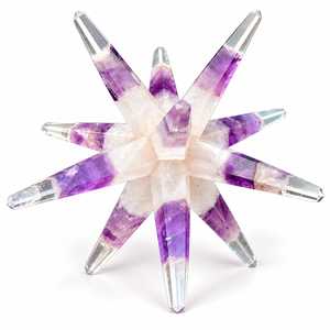 Venta al por mayor de cristal natural: Estrella de Merkaba de 12 puntas tallada, grado AAA, de ágata, cuarzo rosa, amatista y cuarzo transparente para decoración y sanación. - Product Image 1