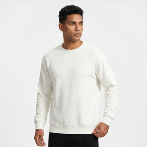 Suéter de Punto Unisex con Cuello Redondo, Color Sólido, Corte Holgado, Estilo Casual para Invierno, Blanco, Poliéster/Algodón - Product Image 2