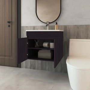 Meuble de salle de bain à 2 portes en wengue avec un design unique - Product Image 2