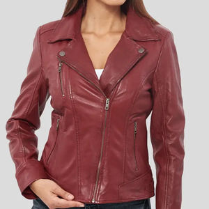 Veste en cuir pour femme, 2026, de haute qualité, personnalisable avec logo, respirante, manches longues, en cuir véritable - Product Image 5