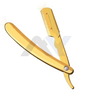 Professional <b>Mens</b> Straight Edge <b>Razor</b> Stainless Steel Barbero Shaver Gold Finish Barber Shaving Tool Classic Face Grooming <b>Razor</b> - Product Image 3