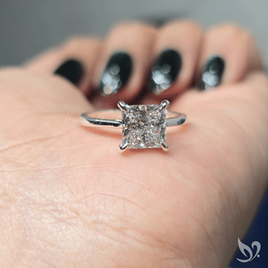 Bague de fiançailles solitaire en diamant de laboratoire taille princesse 2 carats en or blanc 10 carats certifiée IGI, cadeau de mariage, bague de mariée - Product Image 6