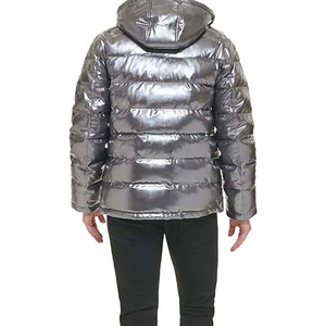 High Street New Arrival Horse Riding Puffer Jacket Zipper Cargo Fashion Men's Windproof <b>Reflected</b> Hooded Winter Jacket - Product Image 3