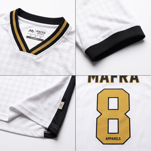 Camiseta de Entrenamiento de Fútbol Retro para Hombre, 100% Poliéster Jacquard, Cuello en V, Blanca, Personalizable OEM - Product Image 4
