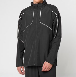 Veste coupe-vent en nylon froissé, pantalon de costume, veste avec logo personnalisé, coupe ample, fermeture éclair, passepoil réfléchissant, anorak coupe-vent, ensemble écologique - Product Image 2