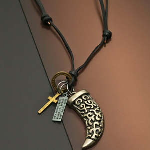 Fashion Pendant for Men & Boys-2-Inch Pure Stainless Steel Silver Pendant with Adjustable Leather Rope - Product Image 4