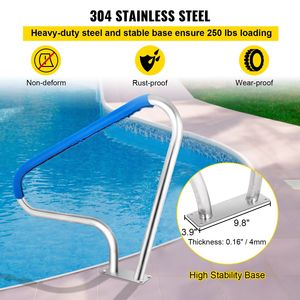 Ringhiera per Piscina 48x36, Capacità di Carico 250 LBS, Corrimano in Acciaio Inox 304 per Piscina, Accessori e Strumenti per Piscina Argento - Product Image 4