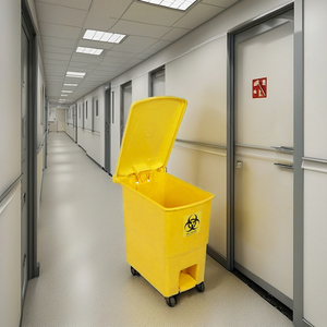 Contenedor de Residuos Médicos Cuadrado con Pedal, Ecológico, de Apertura Superior por Presión, Construcción de Plástico Resistente para Uso Hospitalario - Product Image 1