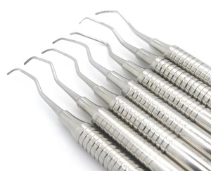 Juego de instrumentos periodontales Gracey dentales manuales 1/2-13/14 de doble punta con mango hueco, 7 piezas, de acero inoxidable alemán, CE - Product Image 3
