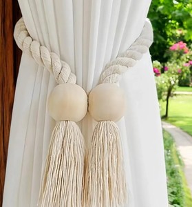 Rope <b>Curtain</b> Tiebacks: Rustic Magnetic <b>Curtain</b> Holdbacks - Product Image 3