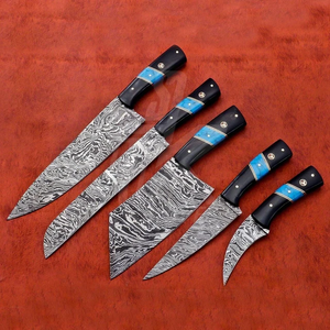 Wholesale Custom 5-Piece Stainless Steel Chef <b>Knife</b> <b>Set</b> with Serrated Edge Blades Right-Handed Customized Handles - Product Image 4