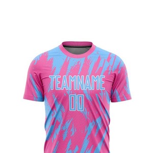 Ensemble maillot et short de football personnalisés, impression par sublimation, 100 % polyester, anti-humidité, col rond, manches courtes, unisexe adulte - Product Image 3
