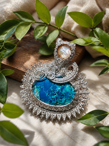 Collier unisexe en argent plaqué, tissé à la main, avec pendentif géométrique en pierre naturelle ovale, cadeau idéal - Product Image 1