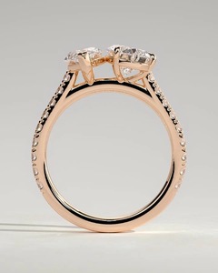 Bague de fiançailles Zenavelle Marquise et Pear Pave Toi et Moi en diamant de laboratoire certifié IGI - Product Image 2