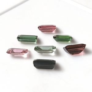 Calibrated Gemstone 6X9 MM 10.75 Carat 100% Natural Multi-Color Zambian Tourmaline Emerald Cut <b>7</b>-Piece Loose Set - Product Image 4