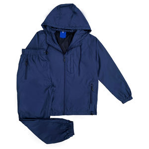 Chándal Unisex Azul Marino con Capucha, Cierre de Cremallera, Manga Larga, Ligero, de Poliéster, Informal, para Otoño, Color Sólido, con Bolsillos Laterales - Product Image 4