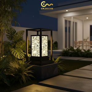 Elegante Lámpara de Pared Decorativa Cuadrada para Exteriores, Moderna y Minimalista, para Jardín, AC 200V E27 IP65, Acero Inoxidable Negro - Product Image 4