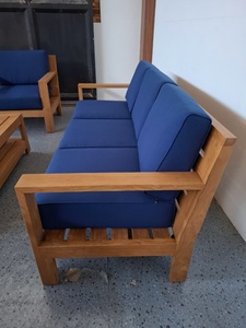 Outdoor Teak Wood Minimalist Garden <b>Sofa</b> <b>Set</b> with Waterproof Cushion Patio & Hotel Use <b>Sofa</b> Chair Table - Product Image 3