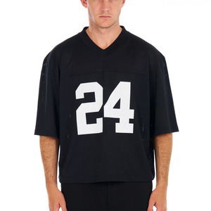 Pakistan Manufacturer Boxy V-neck Short Sleeve T-<b>Shirt</b> Black Color Solid Drop Shoulder Football Jersey <b>100</b>% <b>Polyester</b> - Product Image 1