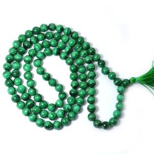 Alta calidad malaquita Mala 108 cuentas piedras preciosas oración cuentas Jap Mala Yoga meditación collar curación espiritual cristal proveedor - Product Image 1