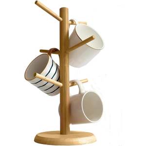 Support à tasses en bois fait main, type sur pied, durable, 13 compartiments, étagère de présentation moderne pour tasses à café - Product Image 6