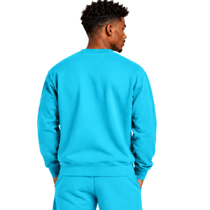 Sweat-shirt bleu ciel pour homme, col rond, manches longues, pull décontracté en polaire, logo personnalisé, streetwear, vêtements de sport d'hiver, vente en gros - Product Image 2