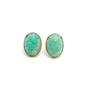 Boucles d'oreilles en amazonite naturelle ovale, faites à la main, plaquées or vermeil, magnifiques boucles d'oreilles en amazonite - Product Image 1