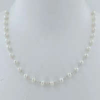 Collier à maillons perlés en perles d'eau douce, argent sterling 925, fait main, style bohème, cadeau d'anniversaire de mariage pour elle, 8 grammes