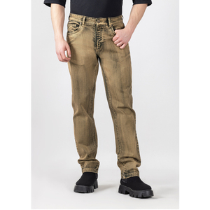 Pantalones Vaqueros de Mezclilla Lavados a la Piedra de Pierna Recta, Cintura Media, Corte Regular, Largos, de Algodón, Estilo Casual Vintage para Hombre, Estilo Otoñal - Product Image 2