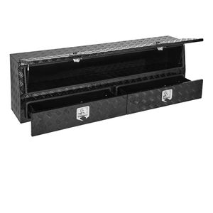 Cassetta Portautensili per Camion da Lavoro con Coperchio in Alluminio Nero Antiscivolo 72 X 21 X 13 Pollici, Dimensioni Personalizzabili, Porta Ribaltabile Resistente alle Intemperie con Due Cassetti Inferiori - Product Image 6